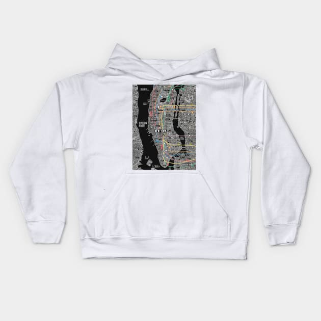 New york city subway street map Kids Hoodie by ol1ie